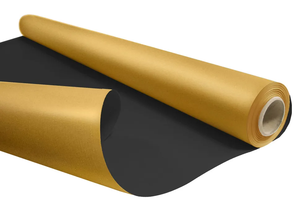 Papier cadeau kraft duo metal 60gr rouleau 0,69x50m coloris noir / or