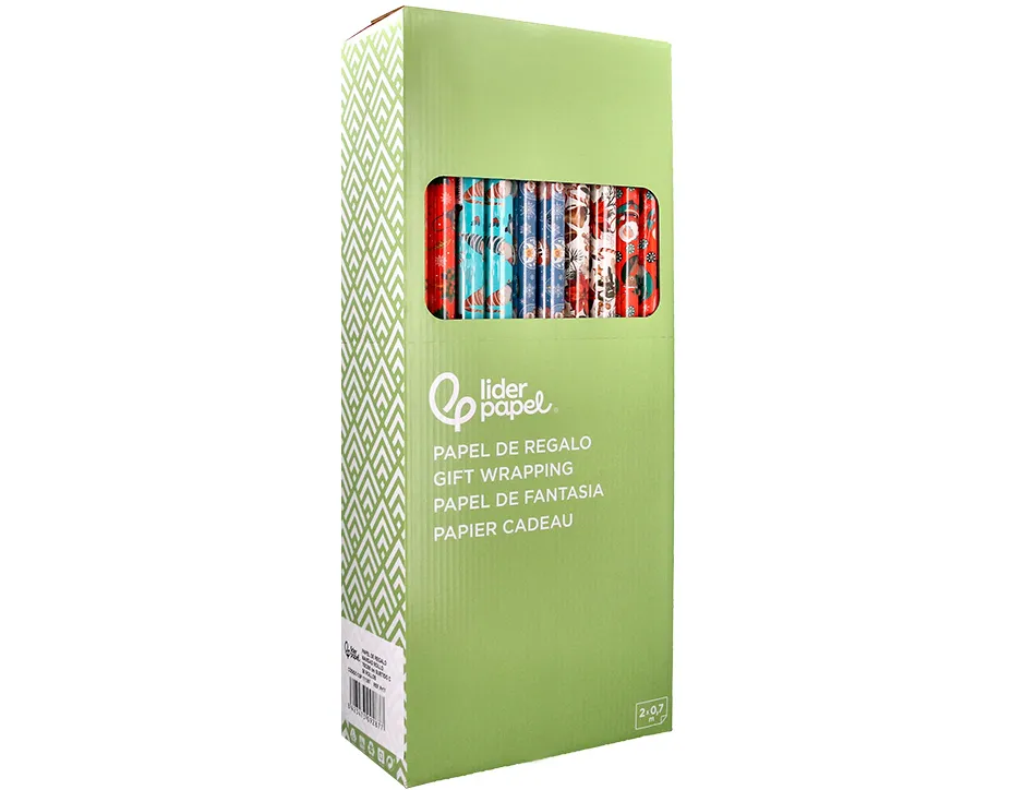 Papier cadeau liderpapel noel rouleau 0,70x2m 60g motifs assortis c-2024