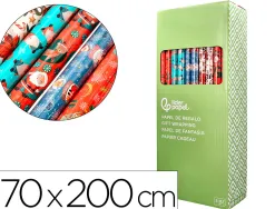 Papier cadeau liderpapel noel rouleau 0,70x2m 60g motifs assortis c-2024