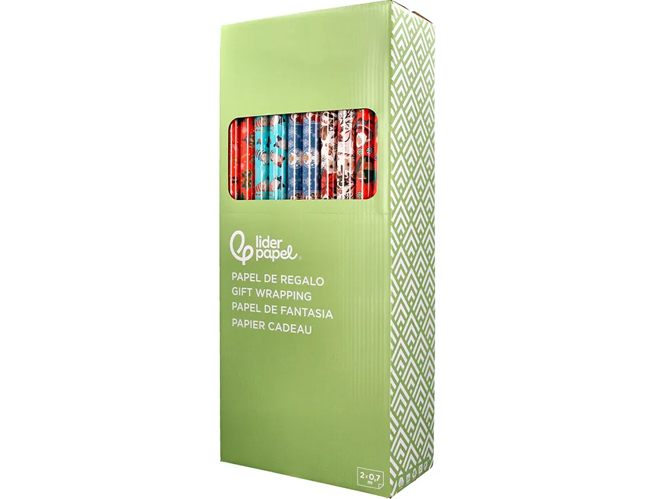 Papier cadeau liderpapel noel rouleau 0,70x2m 60g motifs assortis c-2024