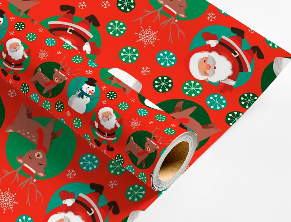 Papier cadeau liderpapel noel rouleau 0,70x2m 60g motifs assortis c-2024