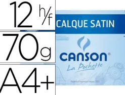 Papier calque canson crayon encre dessin industriel 70/75g a4+ 320x240mm pochette 12f