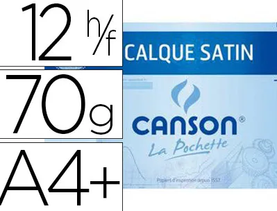 Papier calque canson crayon encre dessin industriel 70/75g a4+ 320x240mm pochette 12f