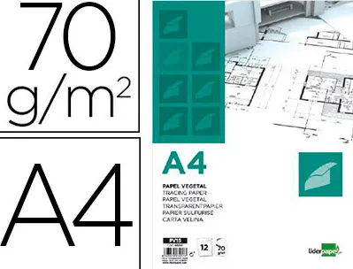 Papier calque liderpapel a4 210x297mm 70g sachet 12 feuilles
