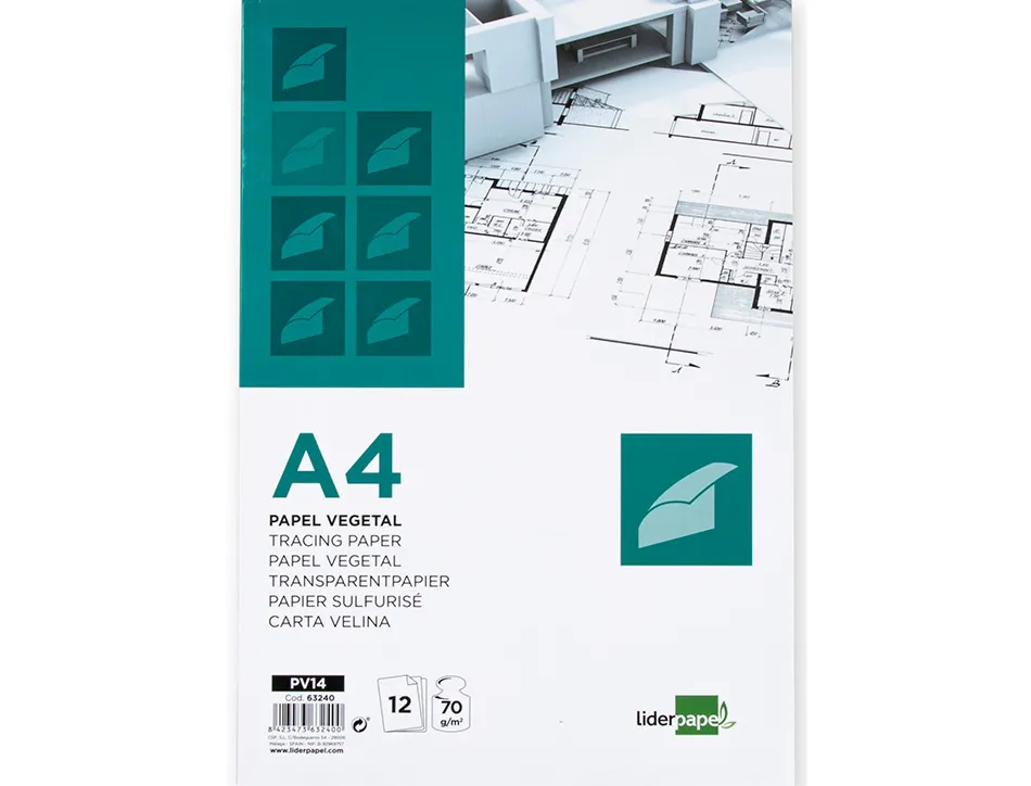 Papier calque liderpapel a4 210x297mm 70g sachet 12 feuilles