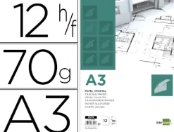 Papier calque liderpapel a3 297x420mm 70g sachet 12 feuilles