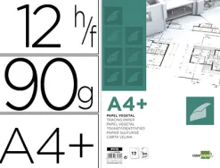 Papier calque liderpapel a4+ 320x240mm 90g sachet 12 feuilles