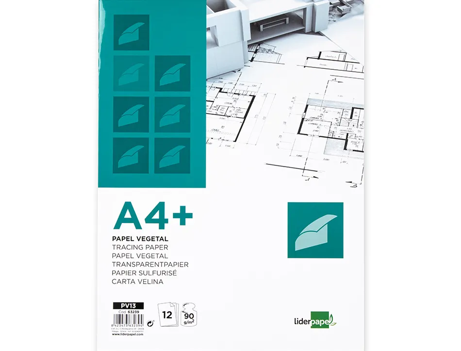 Papier calque liderpapel a4+ 320x240mm 90g sachet 12 feuilles