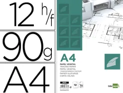 Papier calque liderpapel a4 210x297mm 90g sachet de 12 feuilles