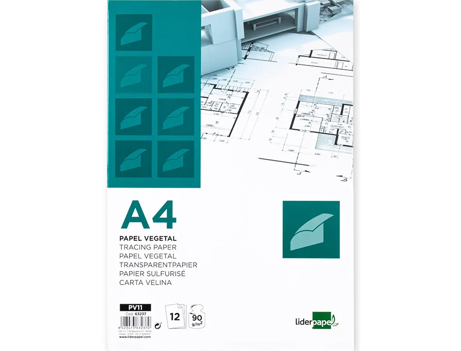Papier calque liderpapel a4 210x297mm 90g sachet de 12 feuilles