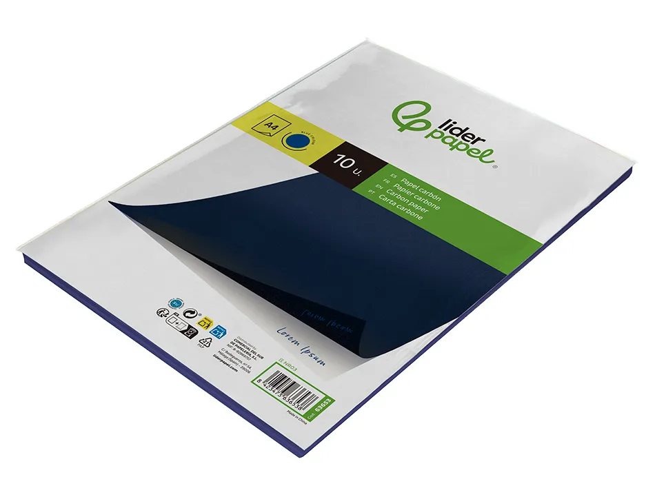 Papier carbone liderpapel film bleu format a4 boîte de 10 feuilles