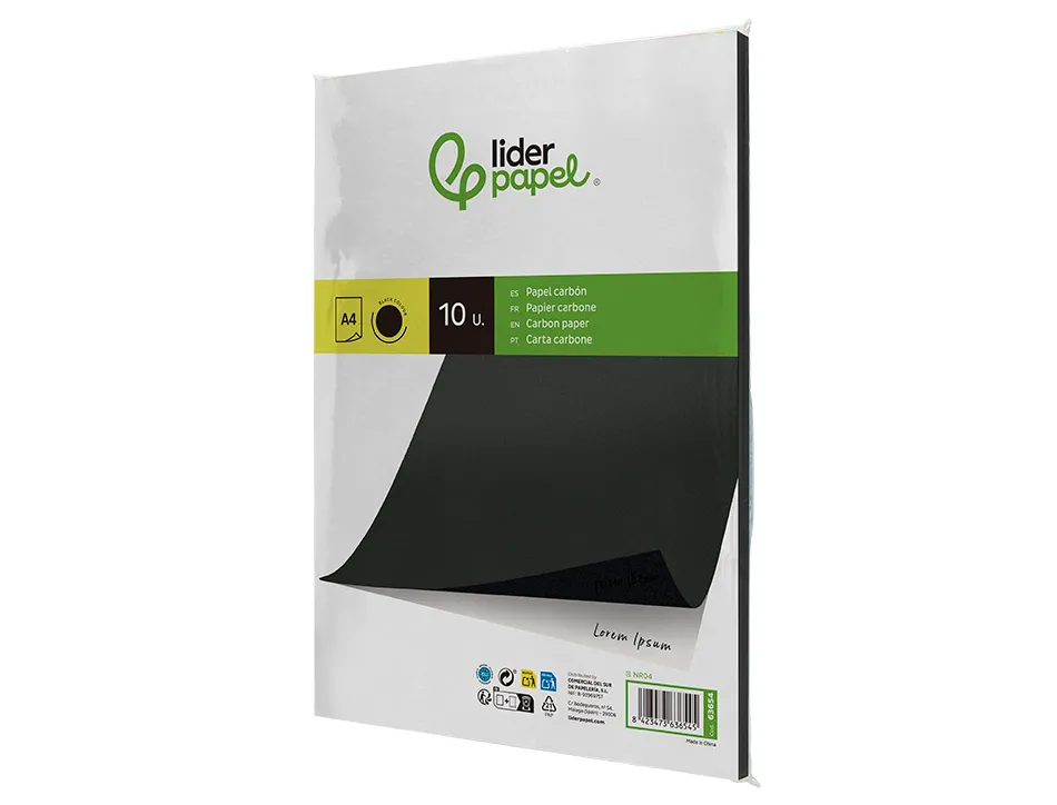 Papier carbone liderpapel film noir format a4 boîte de 10 feuilles