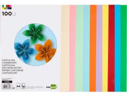 Papier cartonné liderpapel a4 180g/m2 10 coloris assortis paquet 100f