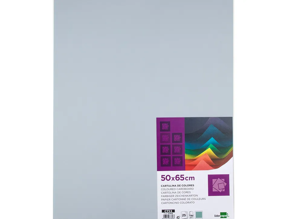Papier cartonne liderpapel 50x65cm 180gr coloris gris paquet 25 feuilles