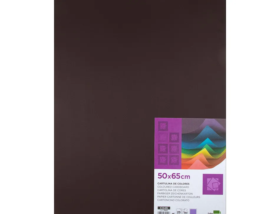 Papier cartonne liderpapel 50x65cm 180gr coloris marron paquet 25 feuilles