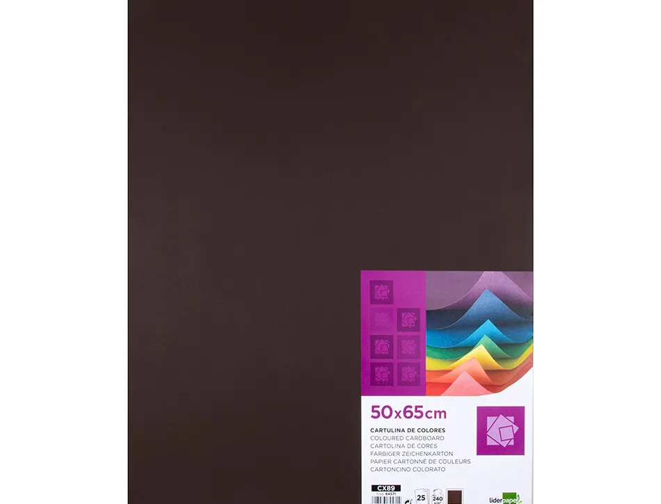Papier cartonne liderpapel 50x65cm 240gr coloris marron paquet 25 feuilles
