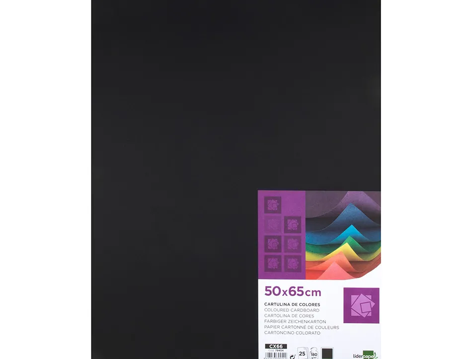 Papier cartonne liderpapel 50x65cm 240gr coloris noir paquet 25 feuilles