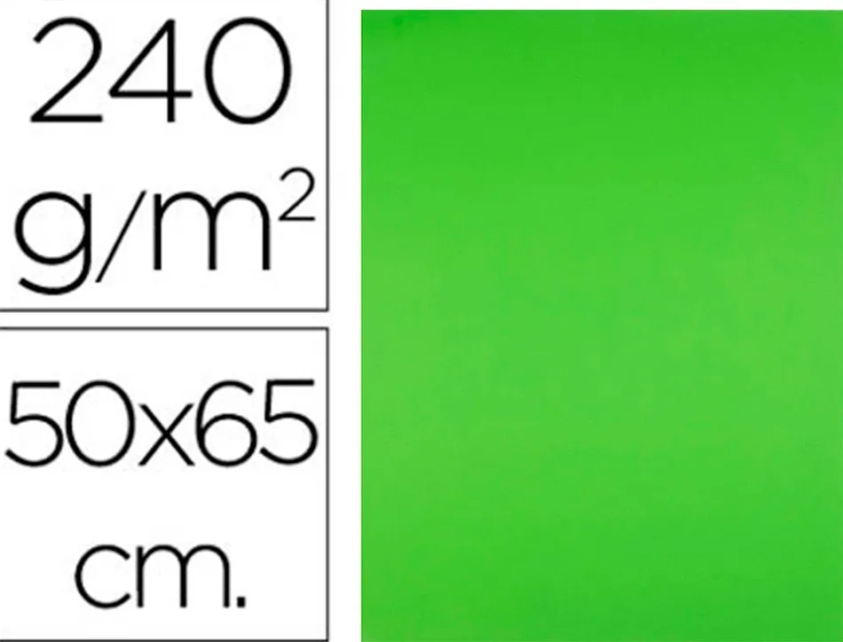 Papier cartonne liderpapel 50x65cm 240gr coloris vert herbe paquet 25 feuilles