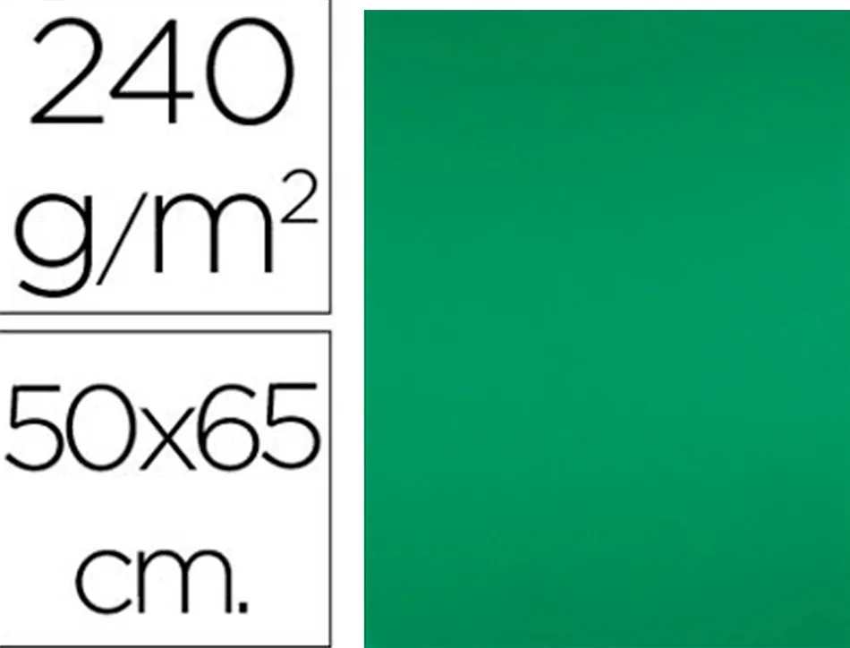 Papier cartonne liderpapel 50x65cm 240gr coloris vert noel paquet 25 feuilles