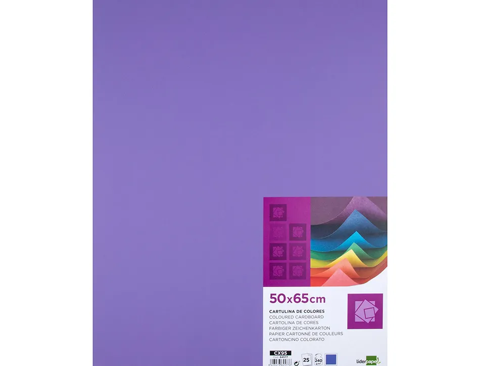 Papier cartonne liderpapel 50x65cm 240gr coloris pourpre paquet 25 feuilles