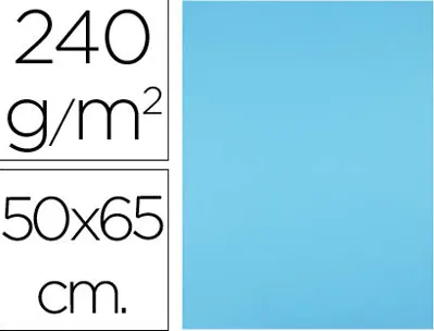 Papier cartonne liderpapel 50x65cm 240gr coloris bleu ciel paquet 25 feuilles