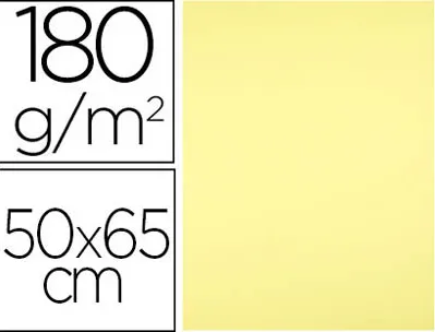 Papier cartonne liderpapel 50x65cm 180gr coloris jaune clair paquet 25 feuilles
