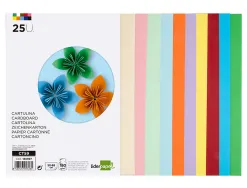Papier cartonne liderpapel 50x65cm 180gr coloris assortis paquet 25 feuilles