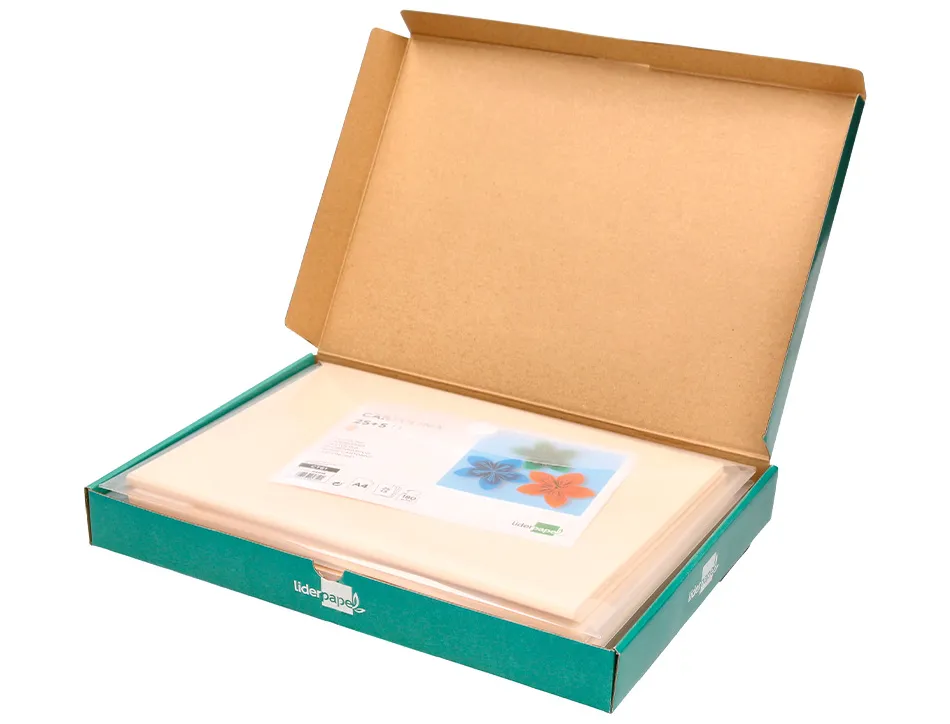 Papier cartonne liderpapel a4 180gr coloris creme paquet 25+5 feuilles