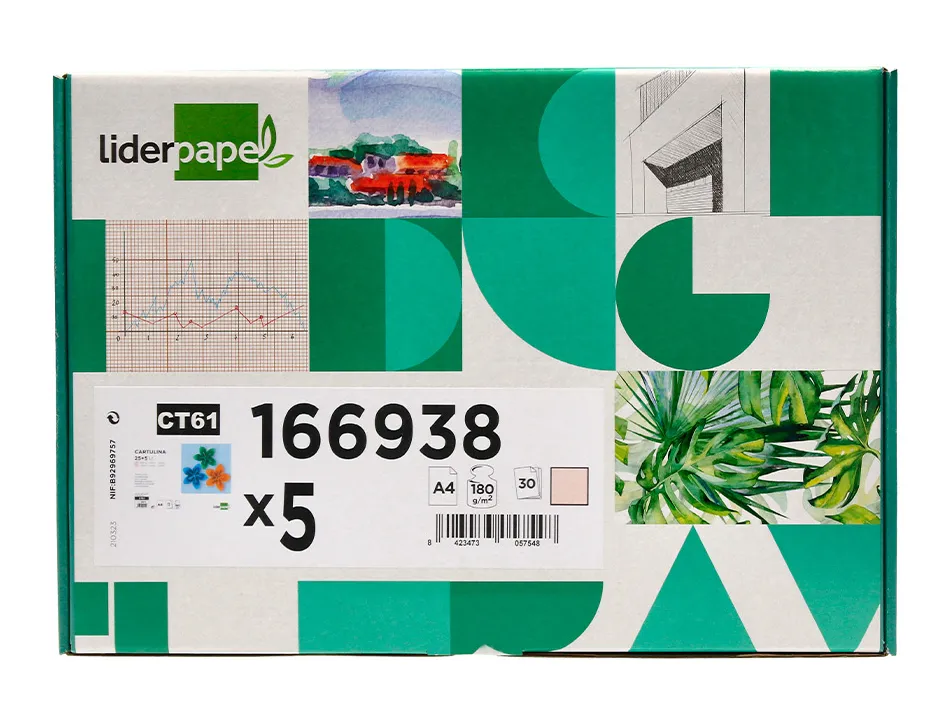 Papier cartonne liderpapel a4 180gr coloris creme paquet 25+5 feuilles
