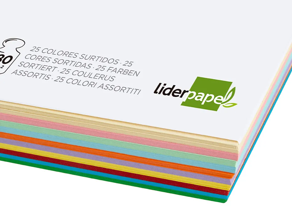 Papier cartonne liderpapel a4 180gr coloris assortis paquet 100 feuilles