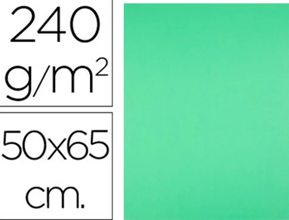 Papier cartonne liderpapel 50x65cm 240gr coloris vert pistache paquet 25 feuilles