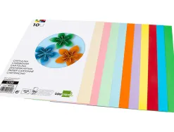 Papier cartonne liderpapel 50x65cm 180gr coloris assortis paquet 10 feuilles