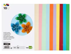 Papier cartonne liderpapel 50x65cm 180gr coloris assortis paquet 10 feuilles
