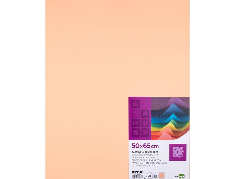 Papier cartonne liderpapel 50x65cm 240gr coloris sepia paquet 25 feuilles