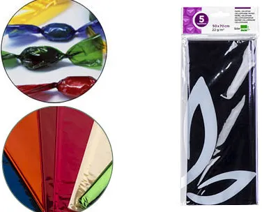 Papier cellophane liderpapel 50x70cm 22g/m2 unicolore violet brillant sachet 5f