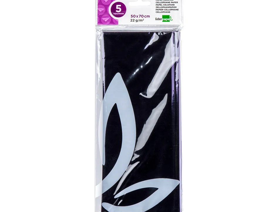 Papier cellophane liderpapel 50x70cm 22g/m2 unicolore violet brillant sachet 5f