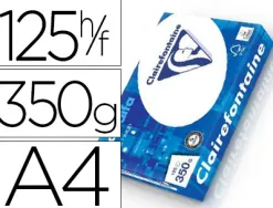 Papier clairefontaine clairalfa extra blanc a4 350g/m2 blancheur 170 opacité 93 rigidité 135 toucher satiné 125 feuilles
