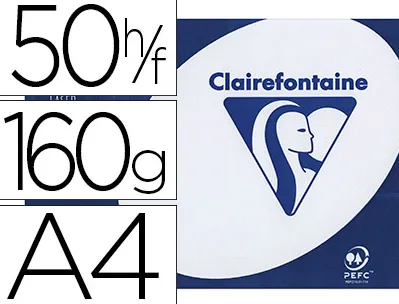 Papier clairefontaine clairalfa extra blanc a4 160g/m2 blancheur 170 opacité 93 rigidité 135 toucher satiné 50 feuilles