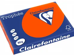 Papier clairefontaine multifonction laser couleur trophe a3 80g/m2 rouge cardinal parfaite opacite