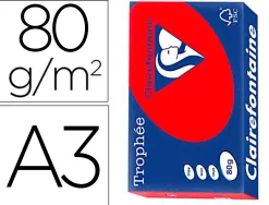 Papier clairefontaine multifonction laser couleur trophe a3 80g/m2 rouge corail parfaite opacite paquet 500