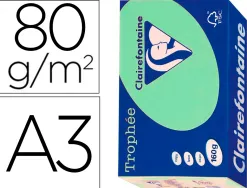 Papier clairefontaine multifonction laser couleur trophe a3 80g/m2 vert nature parfaite opacite paquet 500