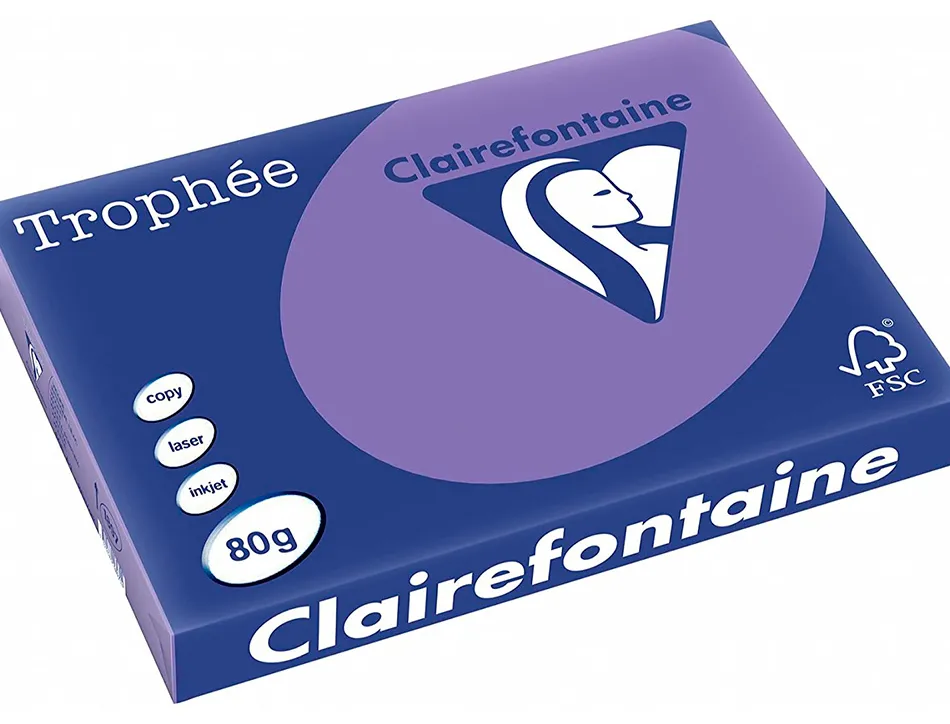 Papier clairefontaine multifonction laser couleur trophe a3 80g/m2 violine parfaite opacite paquet 500