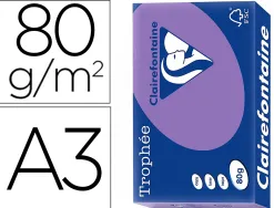 Papier clairefontaine multifonction laser couleur trophe a3 80g/m2 violine parfaite opacite paquet 500
