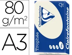 Papier clairefontaine multifonction laser couleur trophe a3 80g/m2 gris perle parfaite opacite paquet 500