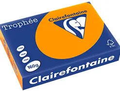 Papier clairefontaine multifonction laser couleur trophe a4 160g/m2 clementine parfaite opacite paquet 250