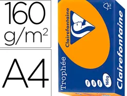 Papier clairefontaine multifonction laser couleur trophe a4 160g/m2 clementine parfaite opacite paquet 250