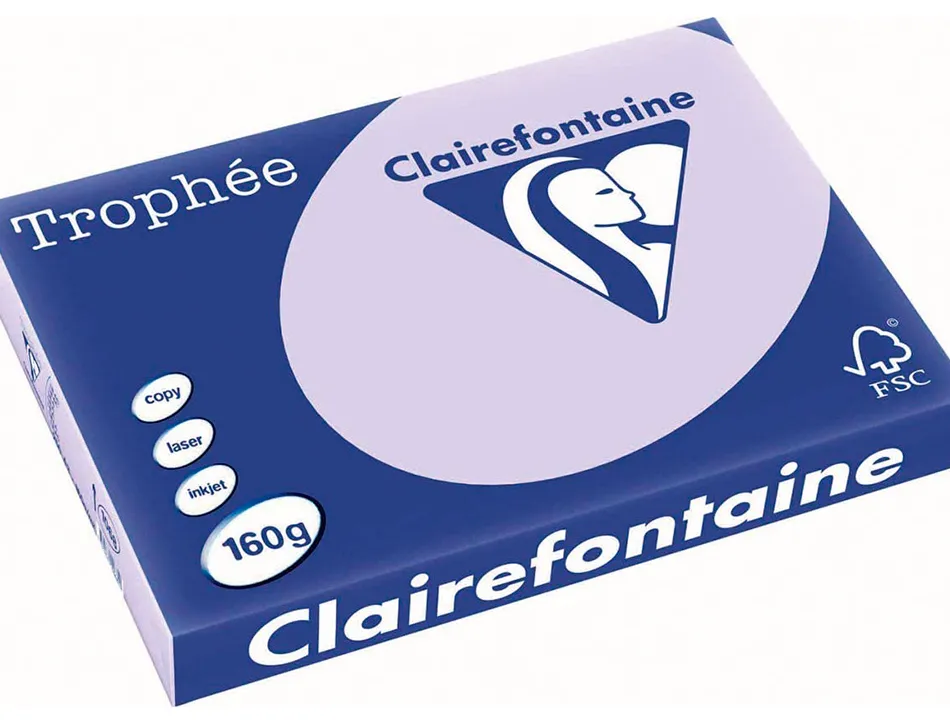 Papier clairefontaine multifonction couleur laser trophe a3 160g/m2 lilas parfaite opacite paquet 250