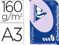 Papier clairefontaine multifonction couleur laser trophe a3 160g/m2 lilas parfaite opacite paquet 250