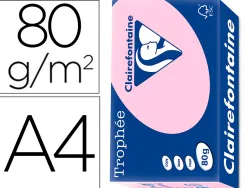 Papier clairefontaine multifonction laser couleur trophe a4 80g/m2 pastel eglantine parfaite opacite