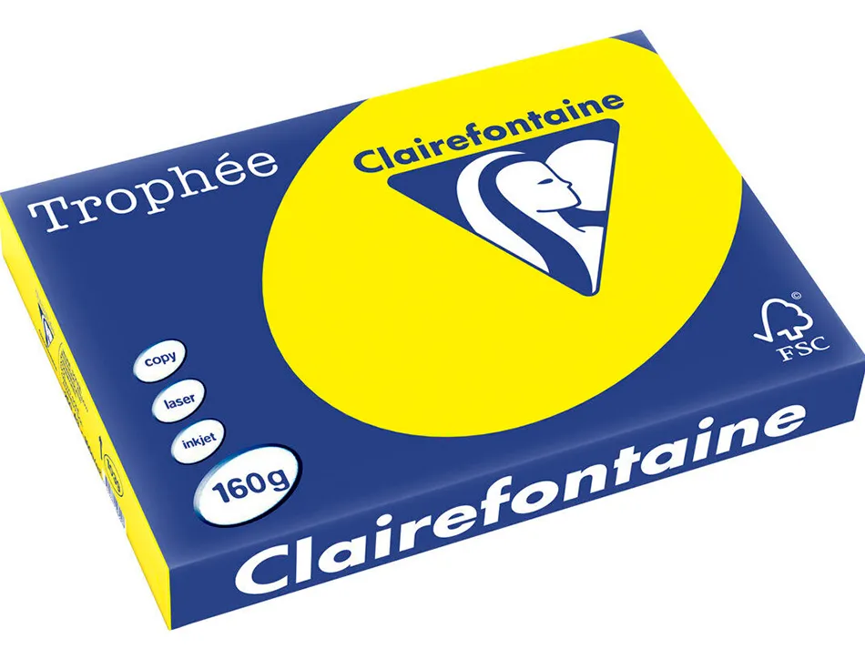 Papier clairefontaine multifonction laser couleur trophe a3 160g/m2 soleil parfaite opacite paquet 250